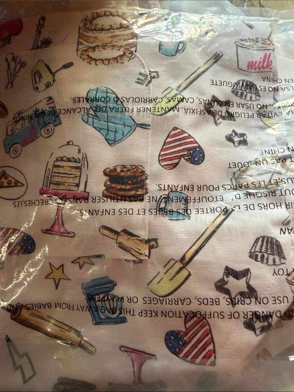 Janie and Jack White Kids Apron with Multicolor Baking Print